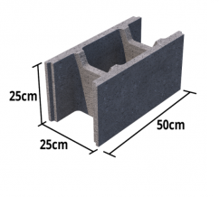 HAUS P25 klojinių blokelis 500x250x250 mm su ertmėmis betonui ir armatūrai